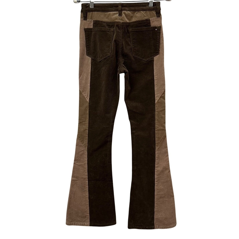 Mica Denim Brown Patchwork Corduroy Flare Pants High Rise Size 26 MDP-F668 - Picture 2 of 8